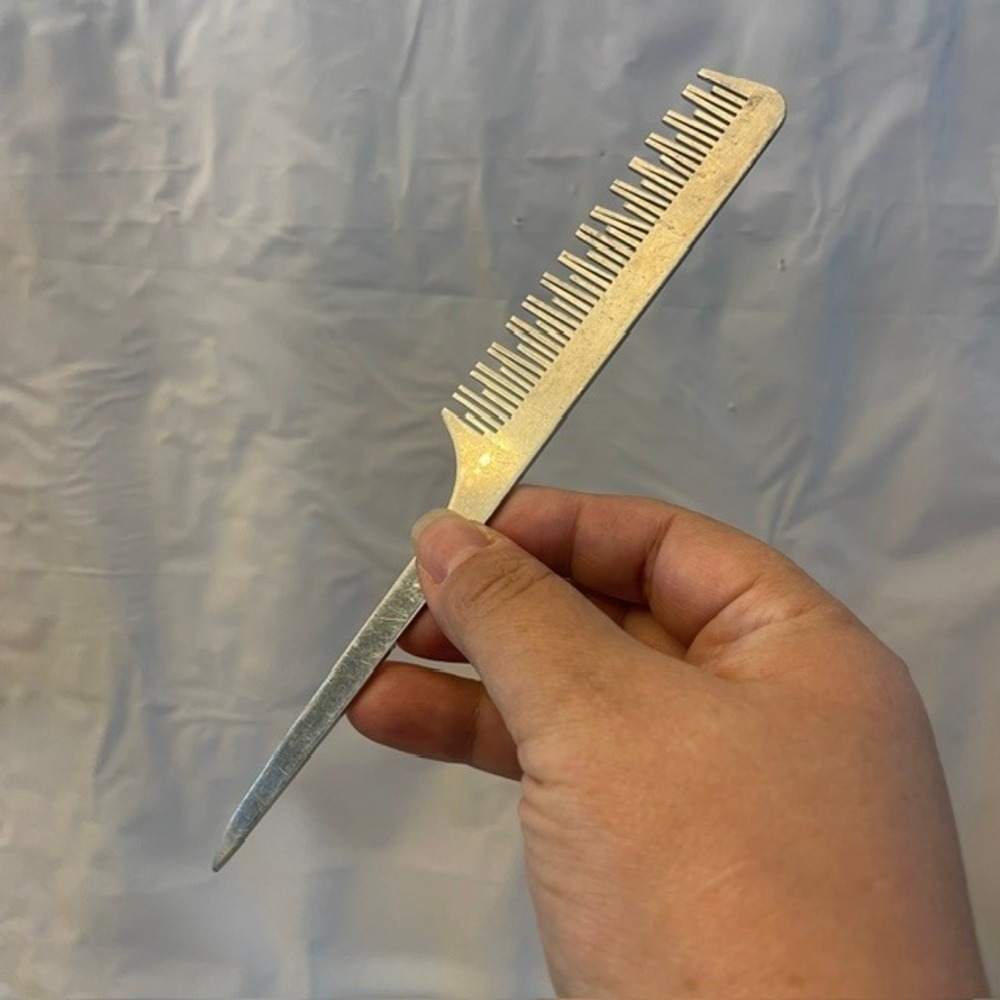 Vintage Aluminum Rat Tail Teasing Comb Silver Metal Hair Styling Sectioning Tool
